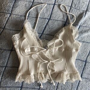 ZARA Lace Tie Front Top